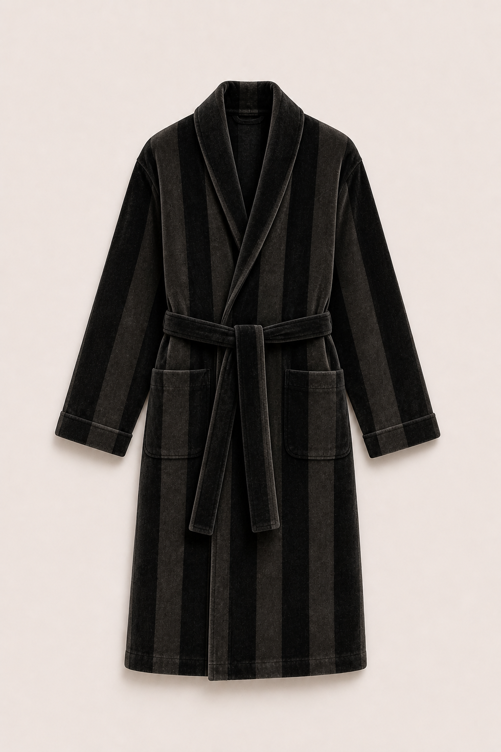 The Evening Robe Striped Black & Charcoal